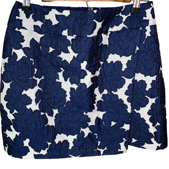 Maison Jules Skirt Womens Size Medium Jacquard Stardust Mini  Faux Wrap Side Zip - Picture 1 of 11